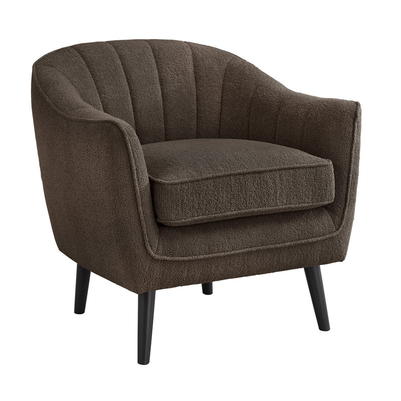 Arim Upholstered Barrel Chair, Brown Polyester Blend