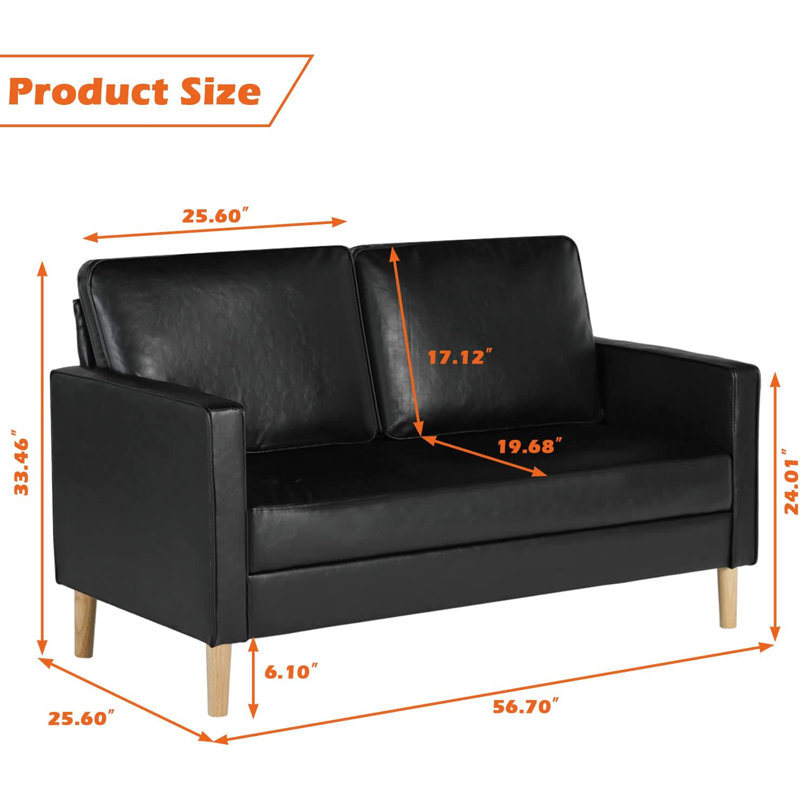 Stiver Faux Leather 56.7'' Reception Loveseat