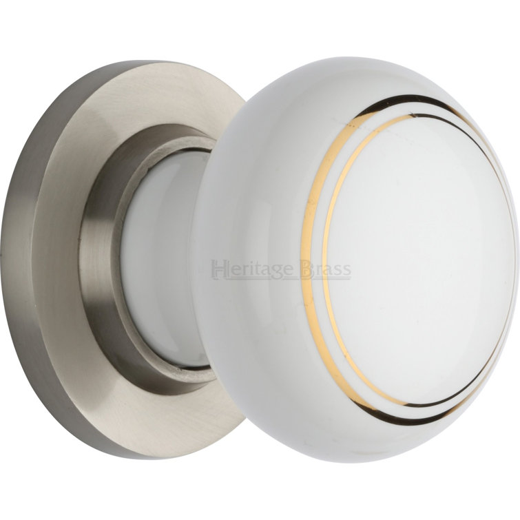 Heritage Brass Gold Line Porcelain Door Knob on Rose