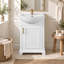 Meuble-lavabo de petite taille (20 po) avec lavabo en céramique, armoire autoportante à une porte avec étagères de rangement