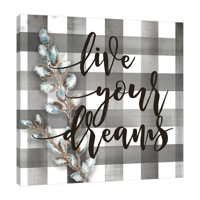 Buffalo Check: Live Your Dreams - impression sur toile tendue, H 48 po x l 48 po x P 1,5 po