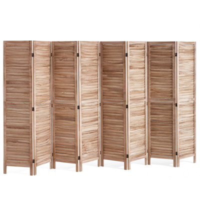 Wood Room Divider, 8 Panel Wood Folding Privacy Screen, 66.9 Inches Tall Indoor Louvered Partition Divider, Portable Decoration Screen, For Room Separation, Home, Office, Restaurant & Bedroom