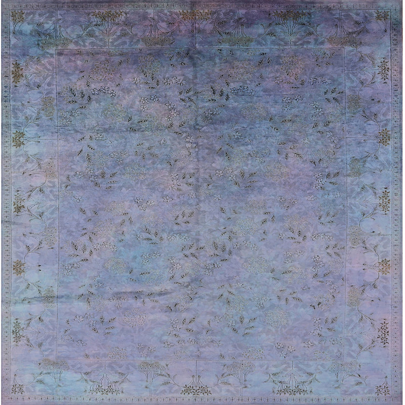 Tapis oriental bleu, Carré 4 pi