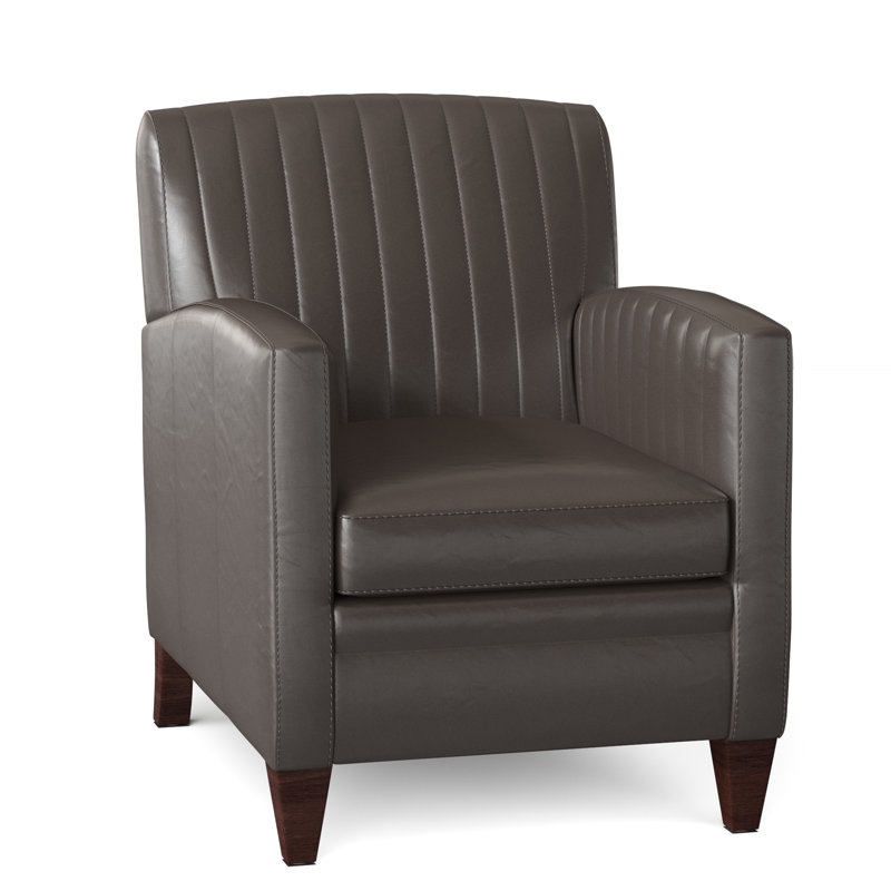 Barnabus Leather Club Chair, Outsider Raven Genuine Leather, Mahogany