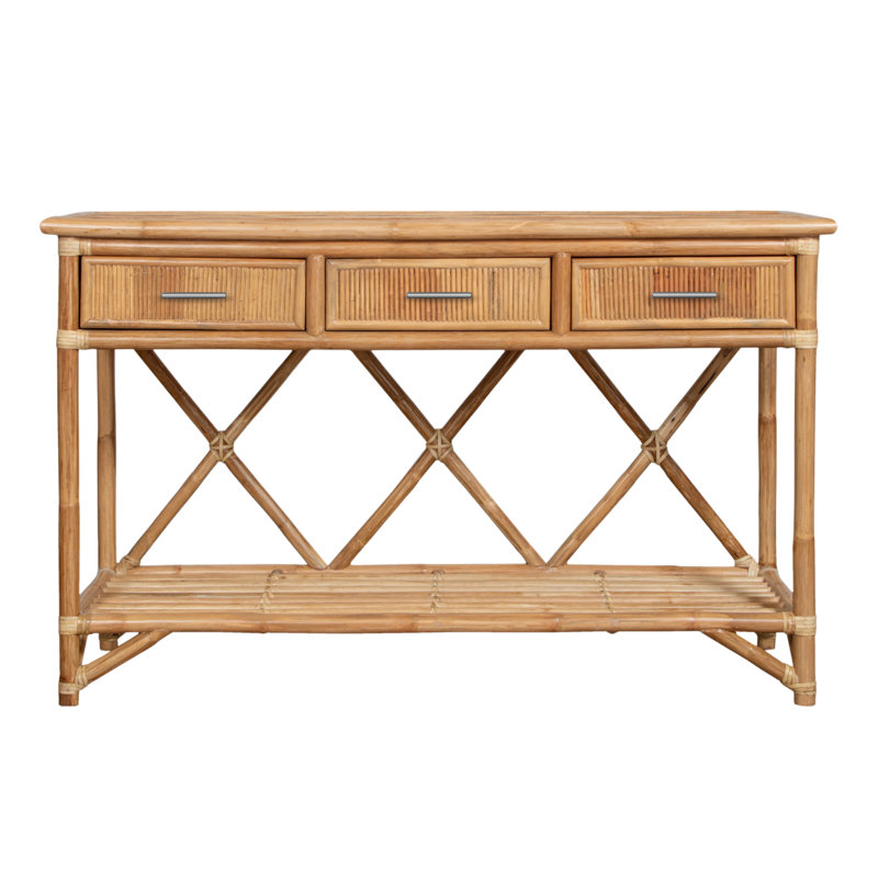 54'' Wide 3 Drawer Rattan Wood Sideboard, Natural
