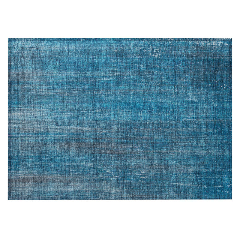 Tapis extérieur lavable antidérapant à rayures bleues 2 pi x 3 pi