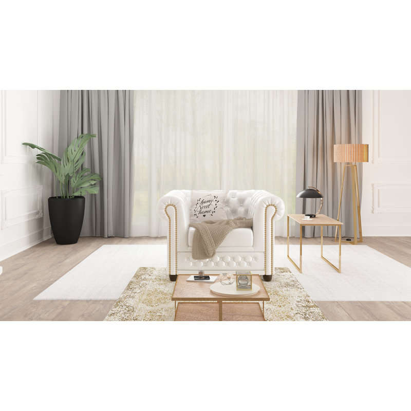  Chesterfield Armchair, White