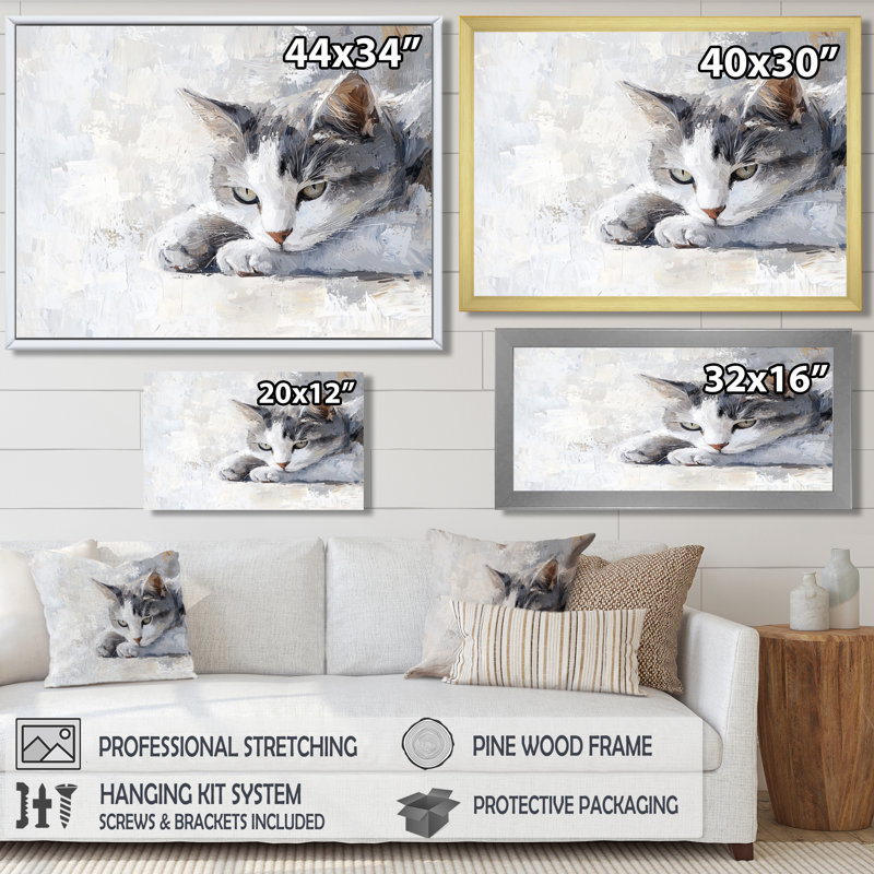 Décoration murale chats - regard de chat, Noir, H 12 po x l 20 po, Impression dans un cadre flottant sans passe-parto