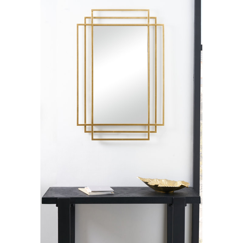 Iron Rectangle Wall Mirror, Gold