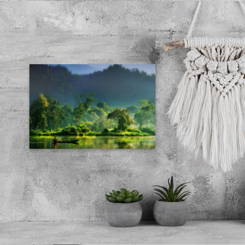 Painting of Nature Peaceful Serene Tranquil Forest Landscape Wall Art Print 1 Piece Wrapped Canvas Wall Art