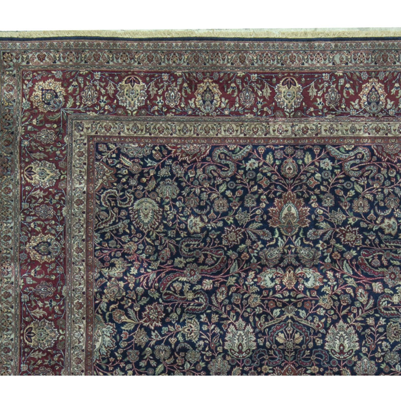 Hand-Knotted High-Quality Blue and Red Area Rug