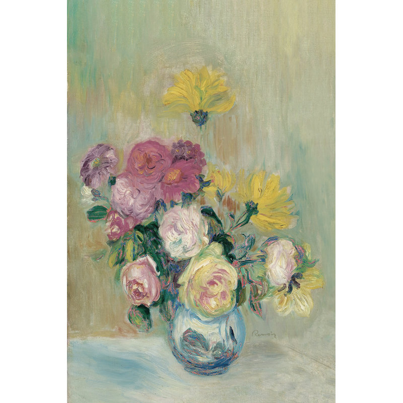 «Vase of Roses and Dahlias», reproduction sur toile tendue, H 24 po x l 16 po