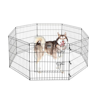 Parc pour chiots - enclos d'exercice pliable en métal - huit panneaux de 24 po x 24 po - enclos intérieur / extérieur pour chiens ou petits animaux par PETMAKER