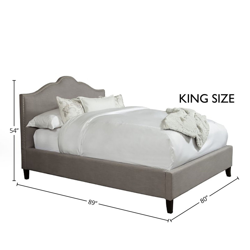 Jamie Upholstered Standard Bed, Gray, King