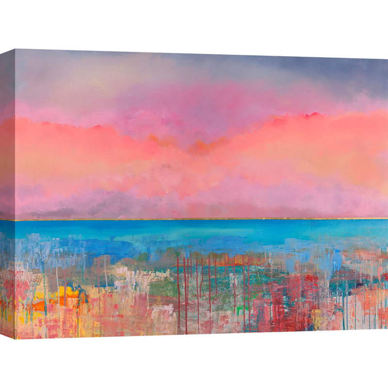 Pink Endless Sunset by Italo Corrado - Wrapped Canvas Painting, 70cm H x 100cm W x 4cm D