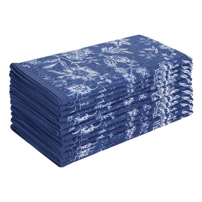 Serviettes en tissu, ensemble de 12 serviettes de table en mélange de lin et de coton, imprimées en coin, parfaites pour les fêtes, les dîners, les mariages, les fêtes, Pâques, 20 x 20, Marlo Thomas