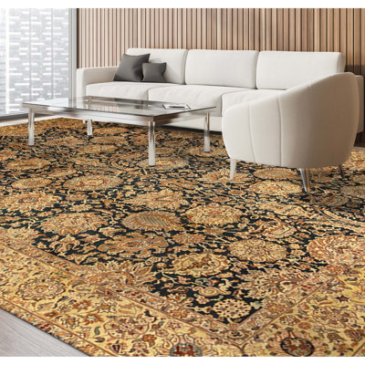 Tapis rectangulaire en laine noué à la main