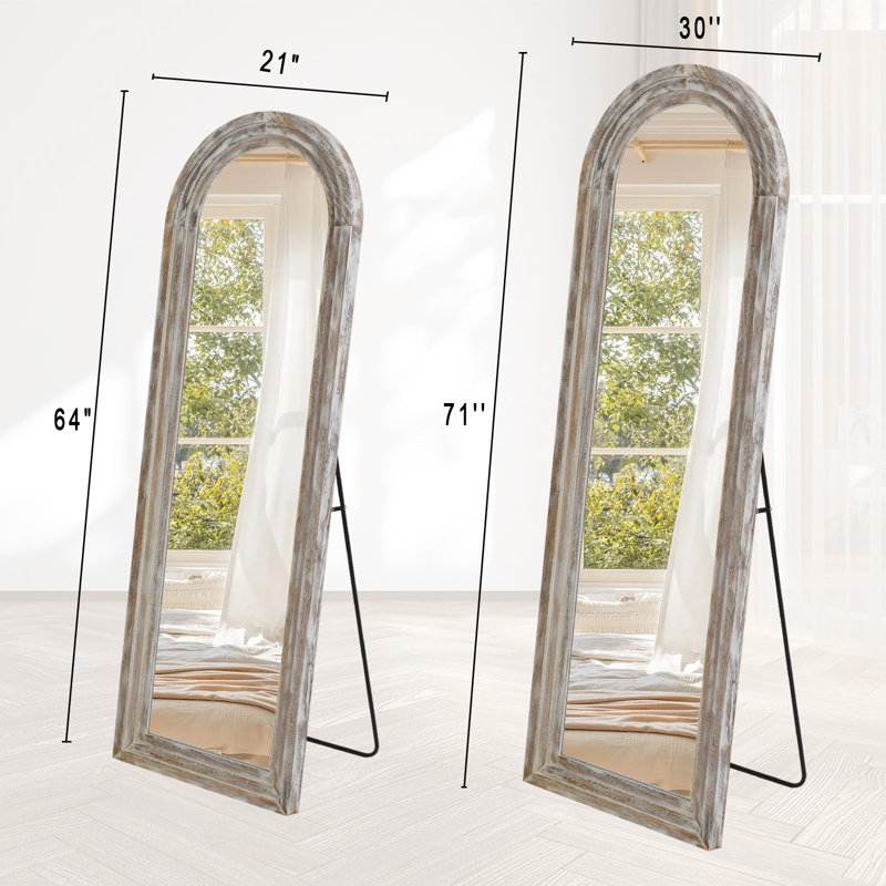 Miroir pleine grandeur Borseth, 64 po x 21 po, Blanc rétro