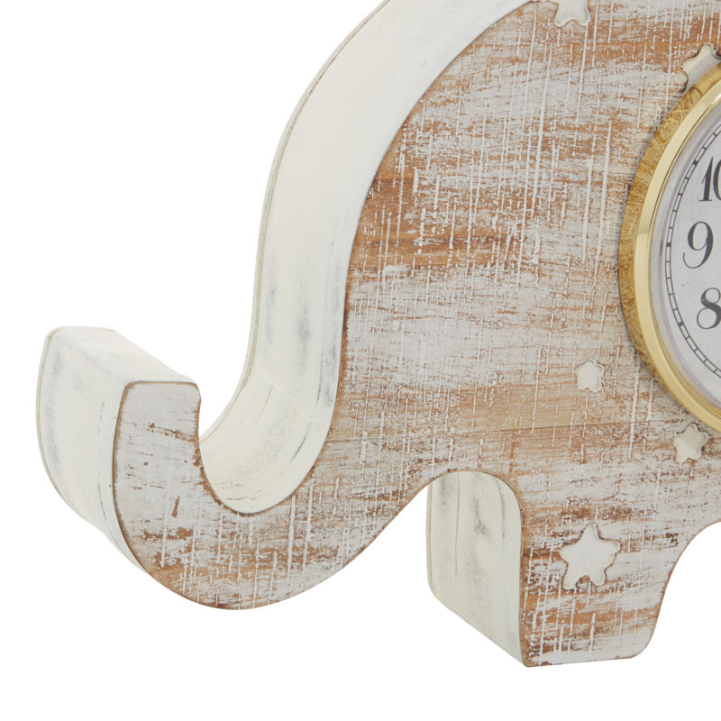 Analog Metal Mechanical Tabletop Clock in White