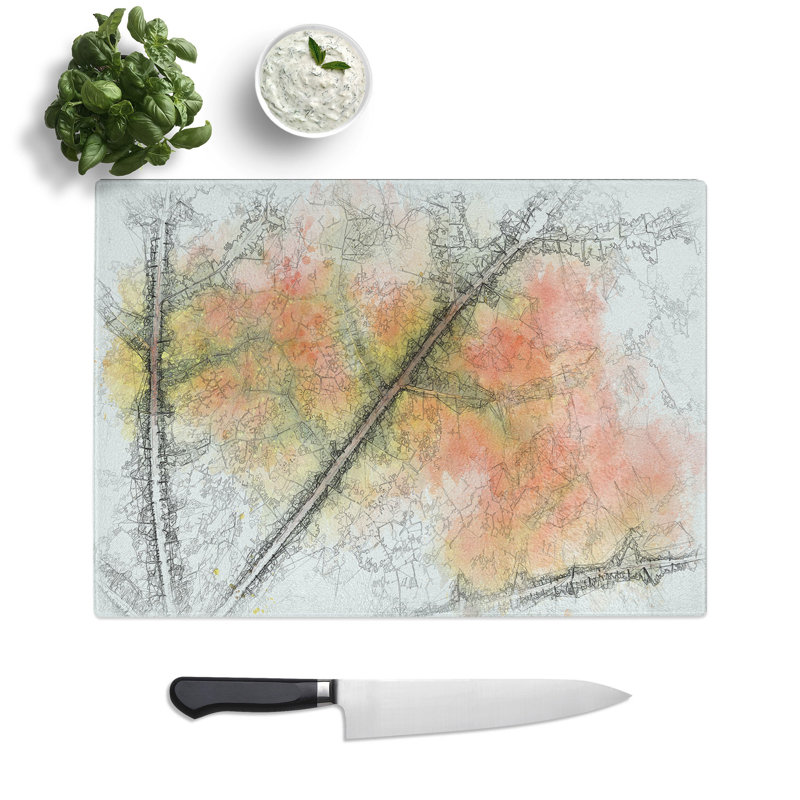 Tempered Glass the Leaf of a Sycamore Tree Chopping Board, 20 cm x 28.5 cm