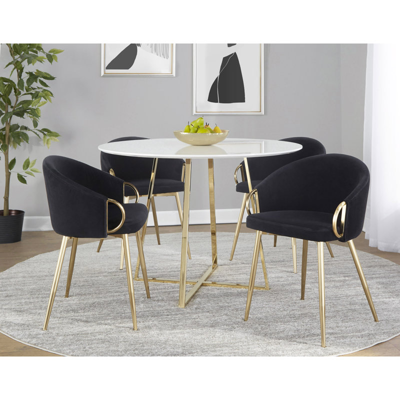 Josie 19.25'' H Velvet Upholstered Armchair, Black Velvet , 1