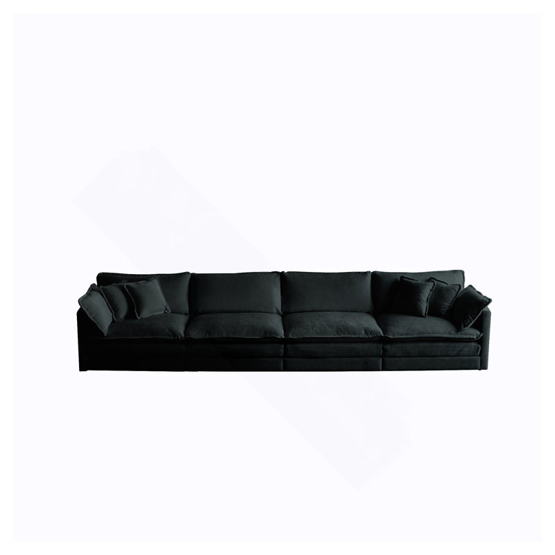 Canapé modulaire Free Free, canapé modulaire 4 places en tissu chenille confortable, H 33 po x l 146,5 po x P 35 po, Noir