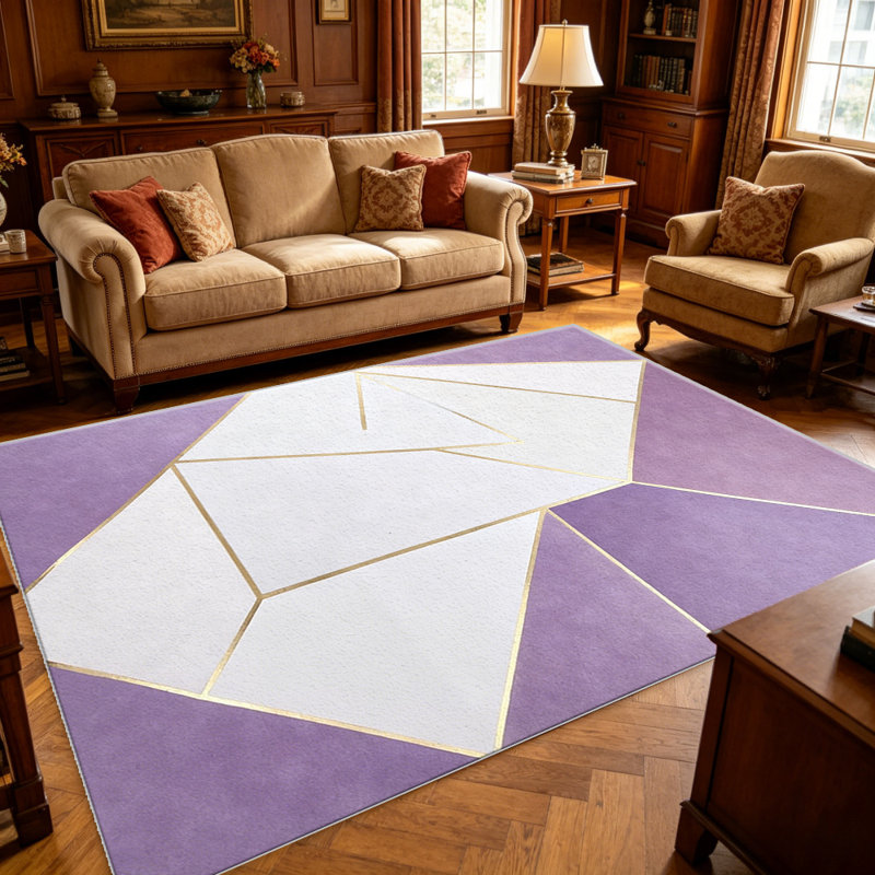 Lavender Gold Geometric carpet-easy to clean, machine-washable, soft and comfortable; suitable for door mats, kitchens, living rooms, bedrooms, corridors, and laundry areas. Easy to clean, durable carpet for home decoration.
