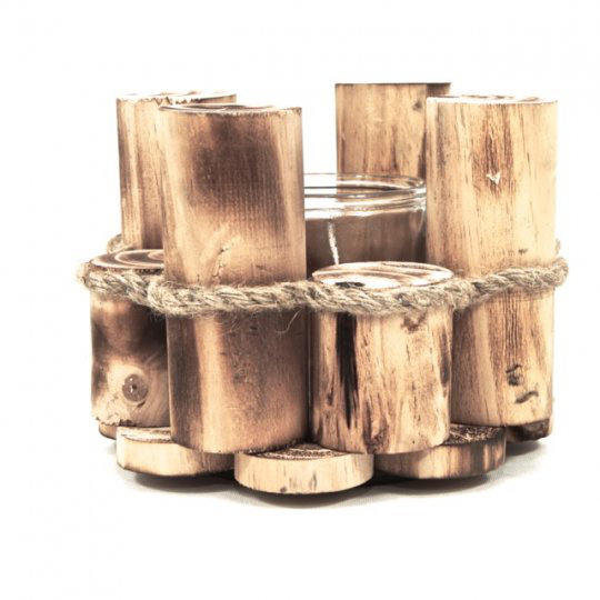 6.6'' H Wood Tabletop Tealight Holder