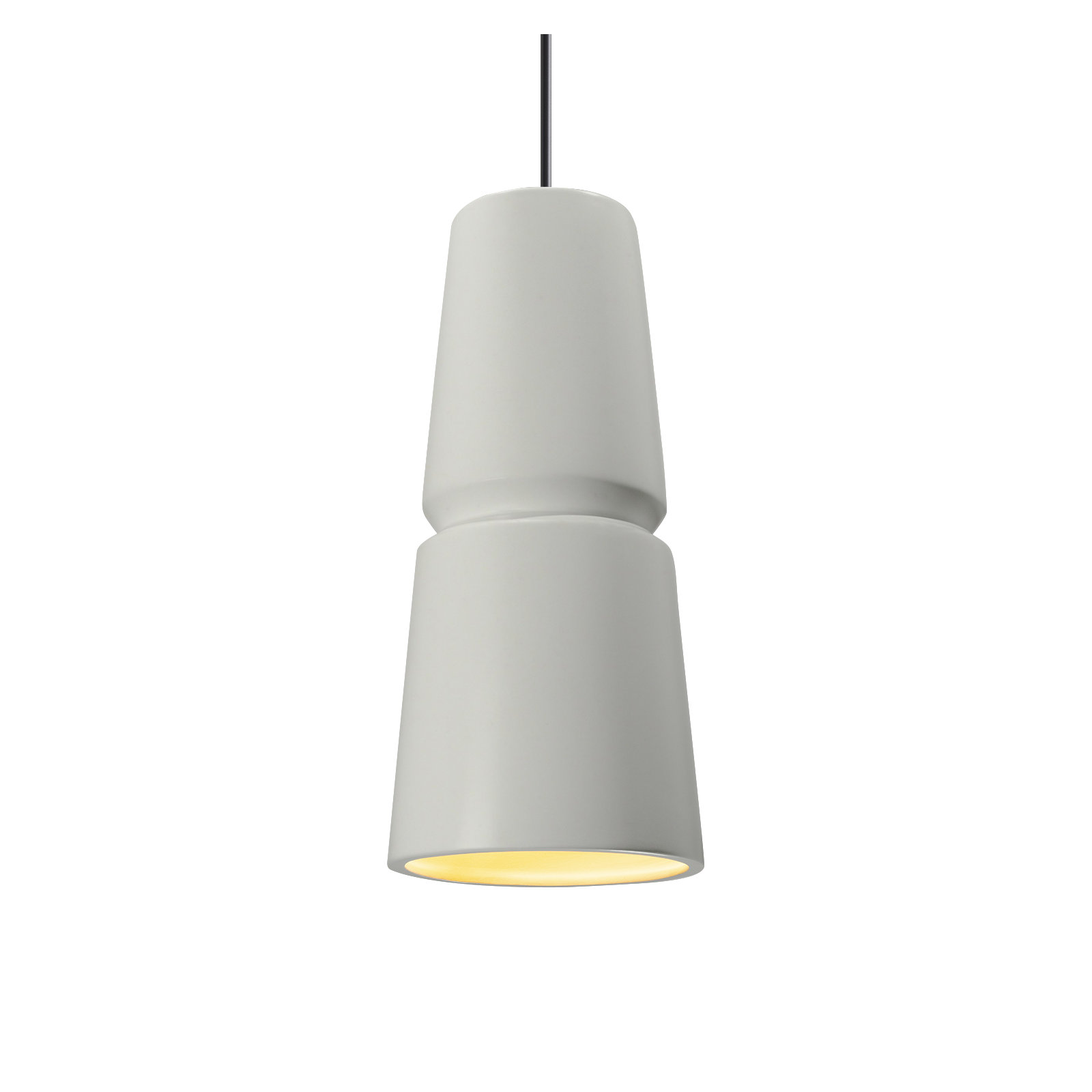 Logan 1-Light Dimmable Ceramic Cone Pendant , Brushed Nickel, Matte White, 13.5" H x 6" W x 6" D