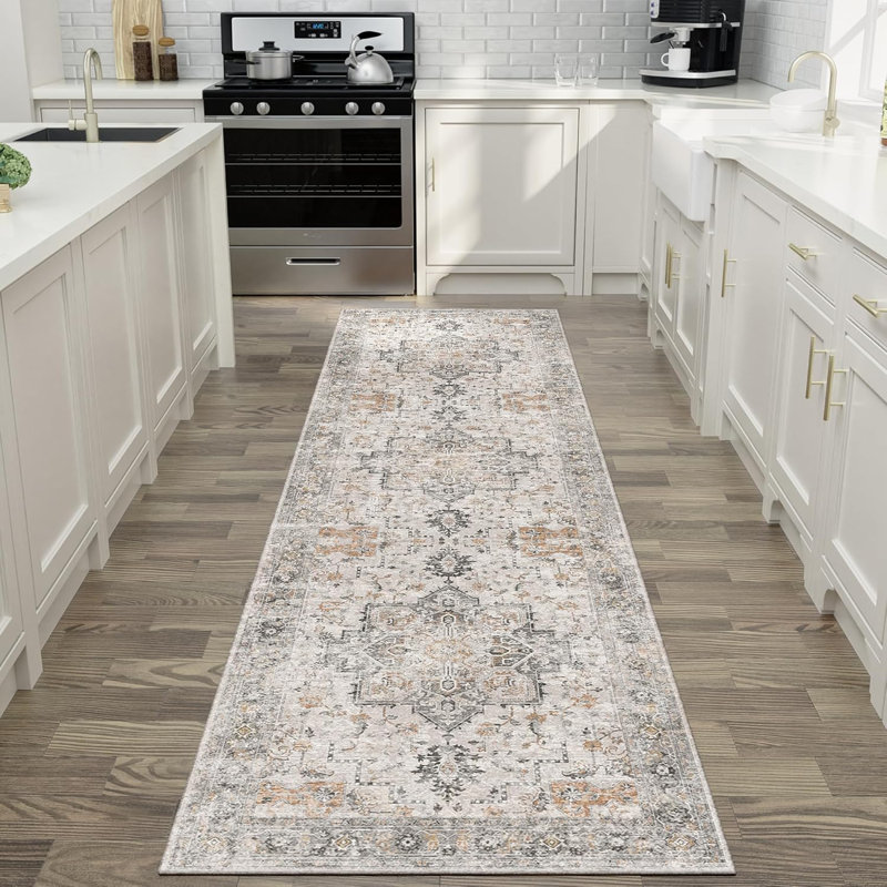 Washable Vintage Kitchen Runner Rug Non Slip, Runner 2' x 6'