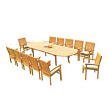 Wave Outdoor 13 - Piece Teak Dining Set