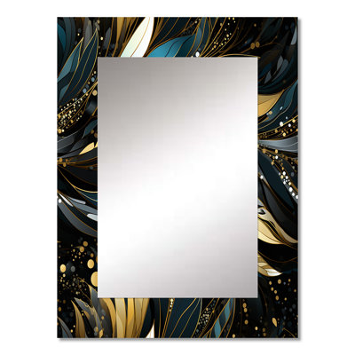 Breeauna Blue Boho Chic Feathers Charms - boho  Decorative Mirror, Boho Wall Mirror, Printed Metal Art