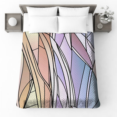 Stained Glass Abstract Quilted Bedspread All Sizes