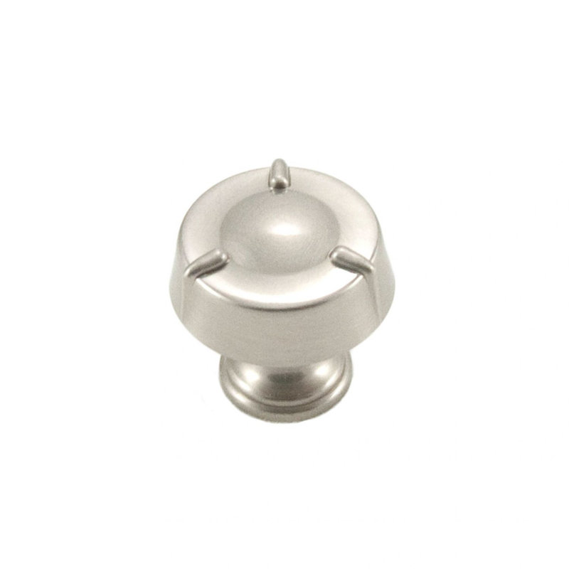 Bouton Fullerton avec lignes sur le bord, Nickel satiné, H 1,25 po x l 1,25 po x P 1,125 po