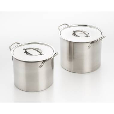 Amerihome 8-Piece Stainless Steel Stock Pot Set, Silver