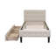 Lit plateforme simple tapissier avec 2 tiroirs, beige
