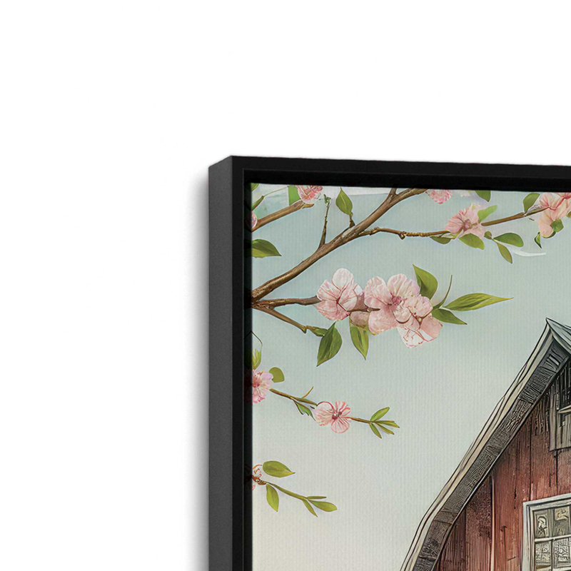 «Spring Barn II» par Nicole DeCamp, reproduction d'art, L 12 po x H 12 po, Noir, Toile avec cadre
