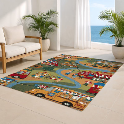 Transportation Brown Indoor and Outdoor Area Rug