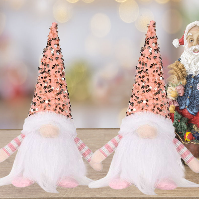 Poupée gnome de Noël scintillante, Rose