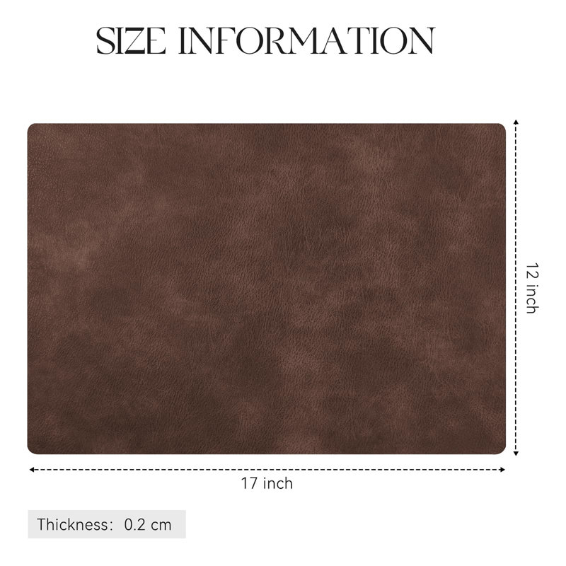 Ensemble de 6 napperons rectangulaires en similicuir 17 po x 12 po, Café