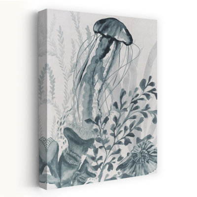 Ocean Funfair Ii Nature Blue-Green Coastal Shells & Coral Watercolor Art Contemporary
