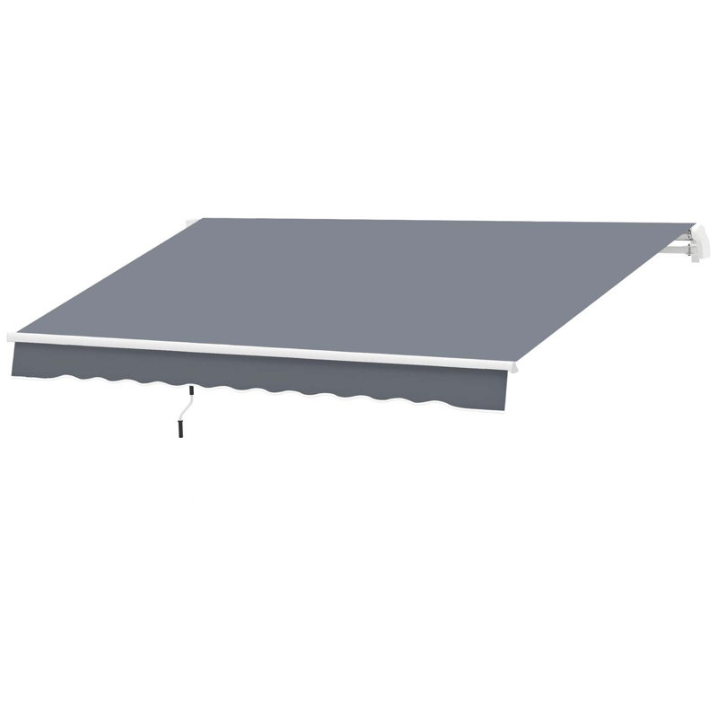 Outsunny Retractable Awning, Patio Awning Sunshade Shelter with Manual Crank Handle, 280gsm UV Resistant Fabric and Aluminum Frame for Deck, Balcony, Yard