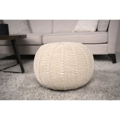 Repose-pieds beige en coton tricoté rond, tendance et poids, capacité de poids de 200 lb, ajout décoratif, nettoyage des taches, bourre de perles, profondeur de 19,81 po, largeur, hauteur de 13,34 po, confort, capacité de charge de 200 lb,