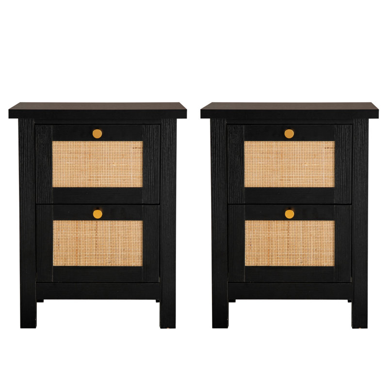 Ludden 48cm W Bedside Table, Black