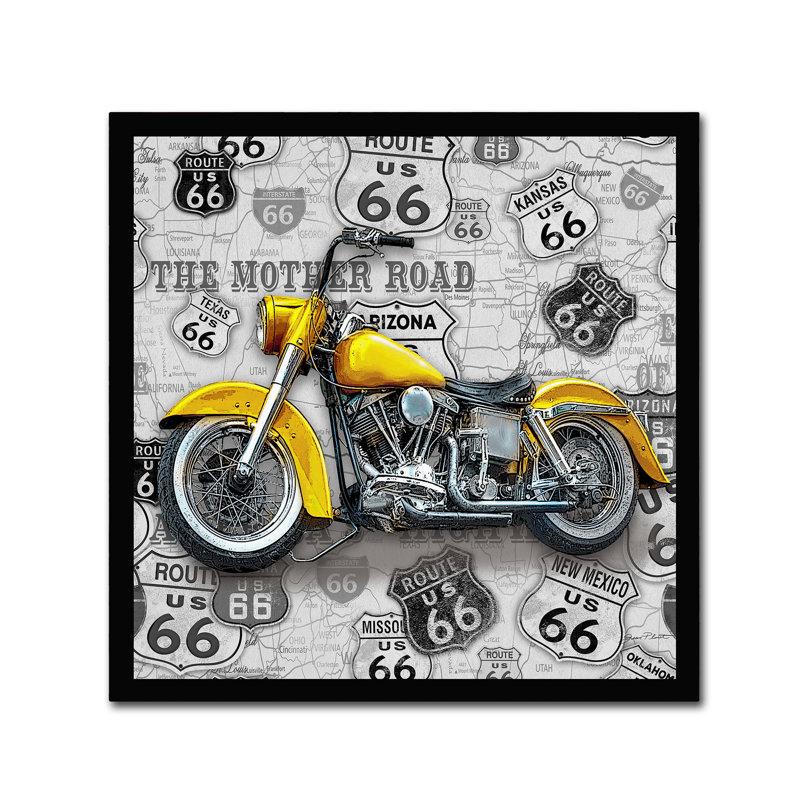 « rétro motocycles on route 66 7 », publicité sur toile tendue, H 14 po x l 14 po