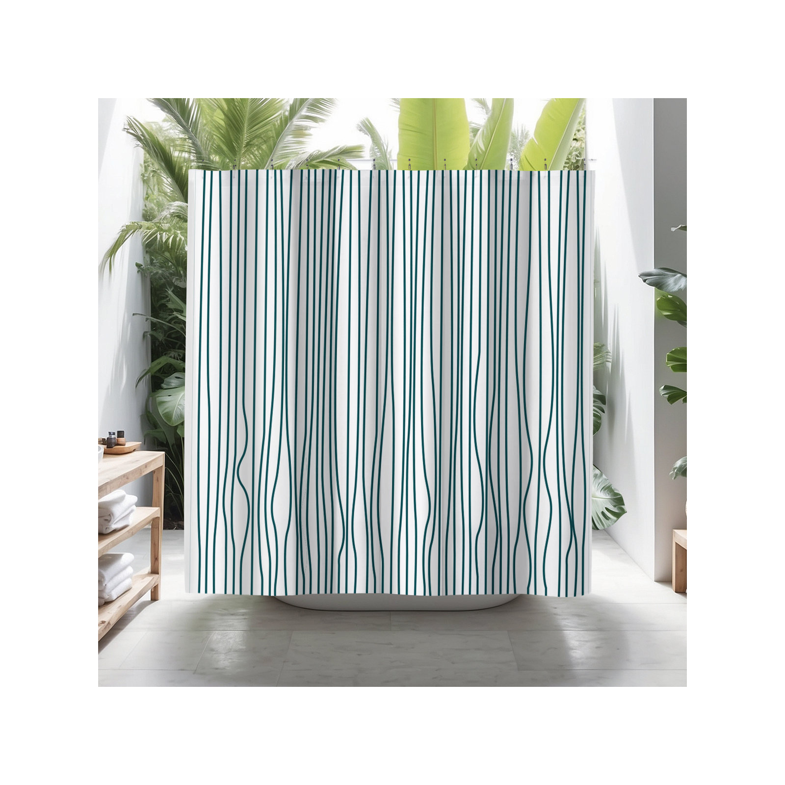 Coco Polyester Shower Curtain, Emerald