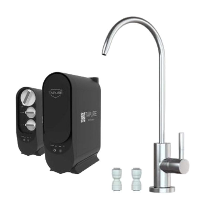 Tapure Durable & Modern 1-Way Tap Purifier, Alkaline Antioxidant Water Filter, Stainless Steel