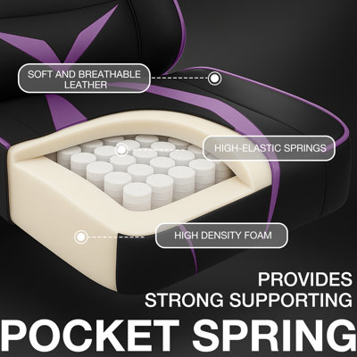 Fauteuil de jeu ergonomique à massage avec accoudoirs réglables