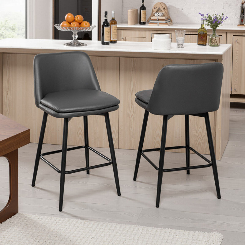 Tabouret de bar et de comptoir pivotant de 25,6 po Deboroh, Gris foncé