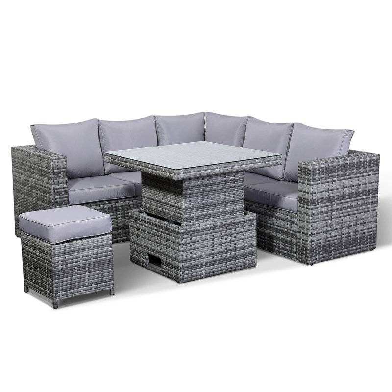 Rose Range Small Dining Corner Sofa Set With Rising Table In Grey